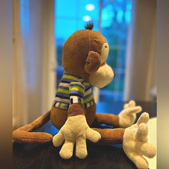 EUC Kellytoy plush stuffed animal Monkey brown beige large multicolored - Picture 4 of 8
